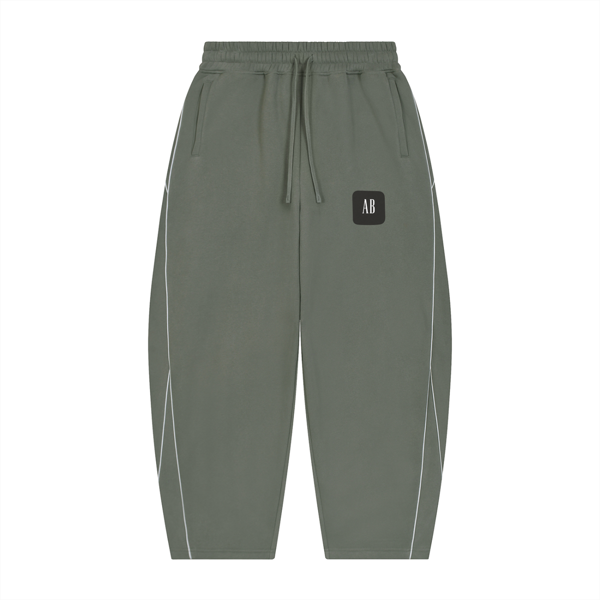 Unisex Piping Fleece Barrel Leg Sweatpants