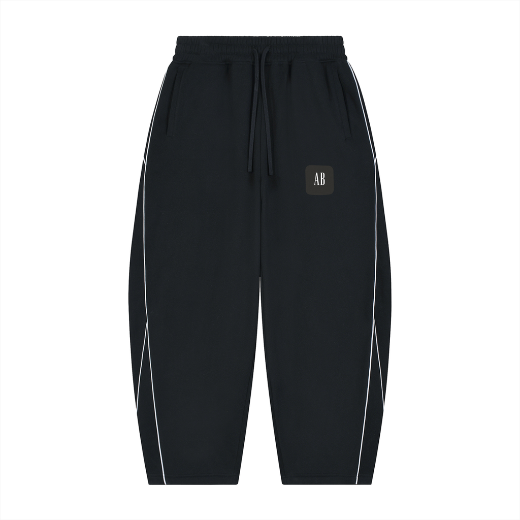 Unisex Piping Fleece Barrel Leg Sweatpants